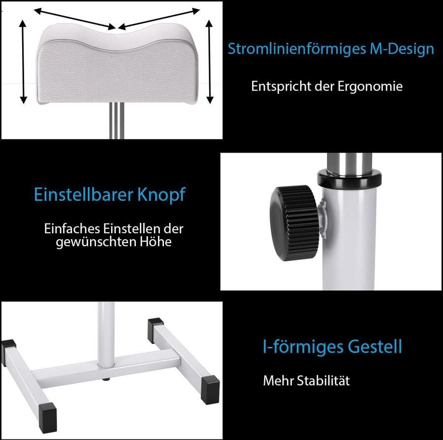 Costway Pedicure kruk beensteun in hoogte verstelbaar van 45-65 cm voetensteun voetenbank voor nagelverzorging in salons spa wit