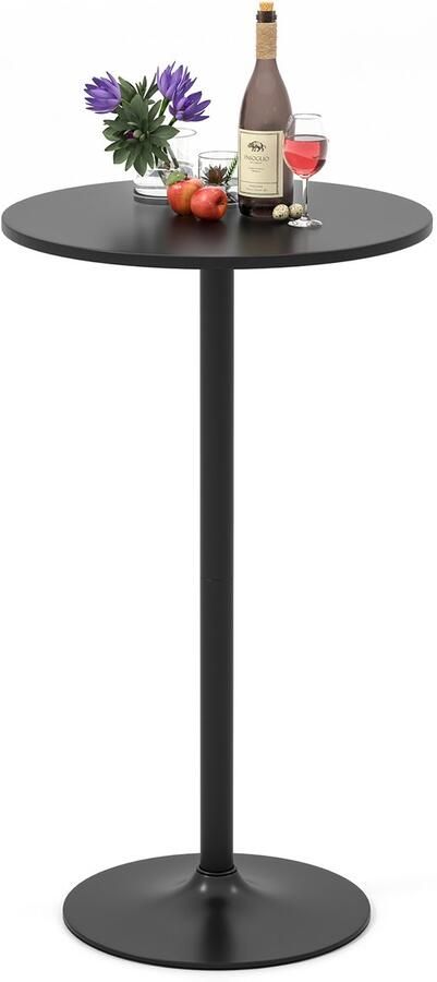 Costway Ronde Bartafel in Hoogte Verstelbaar 56 cm 101 5 cm Ø 60 cm Bistrotafel Statafel Feesttafel voor Thuis Vlub Kroeg Zwart