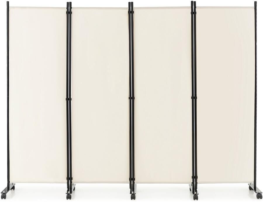 Costway Ruimteverdeler op wielen kamerscherm 4-delig scheidingswand opvouwbaar inkijkbescherming 225 x 173cm