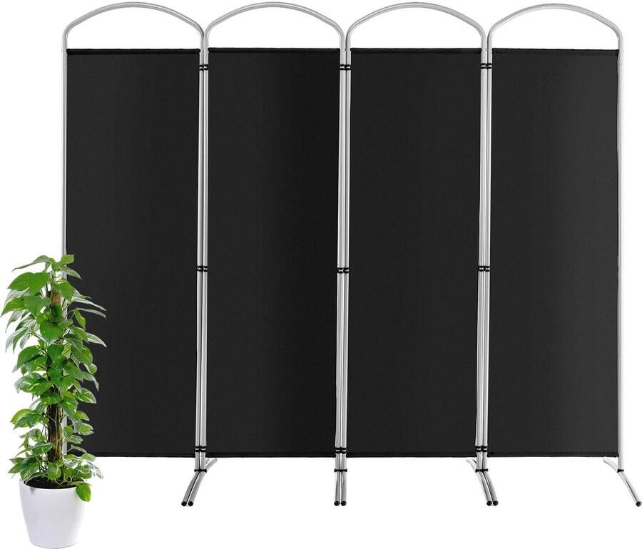 Costway Ruimteverdeler scheidingswand kamerscherm inklapbaar en afneembaar inkijkbescherming 4-delig kamerverdeler binnen van stof voor meer privacy en flexibiliteit