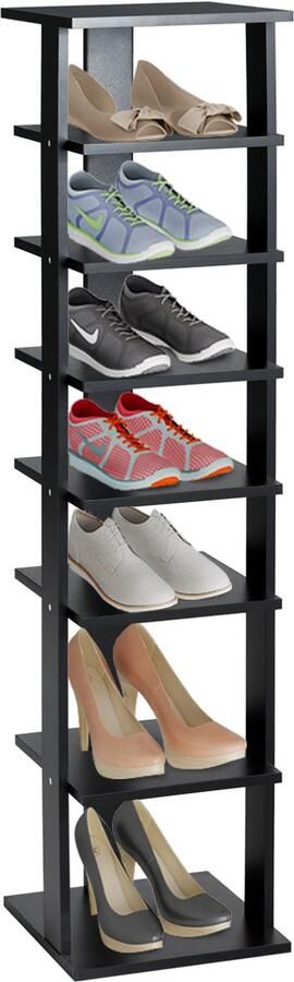 Costway Schoenenstandaard in hoogte verstelbaar ruimtebesparend schoenenrek van hout verticaal schoenenrek vrijstaand hoekrek voor ingang hal