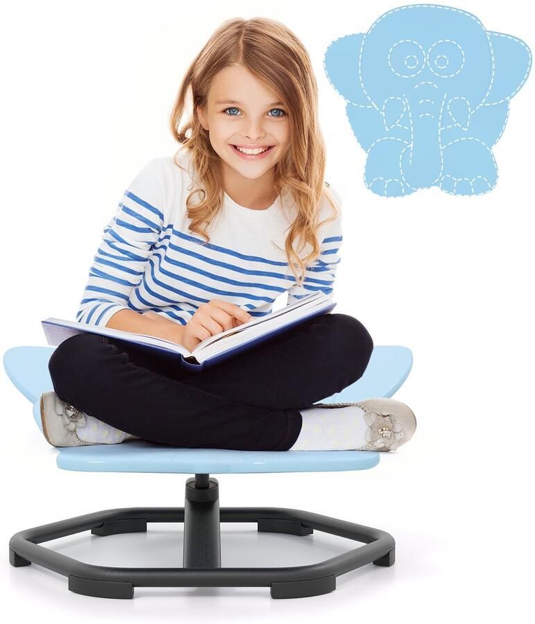 Costway Sensorische draaistoel voor kinderen 360° kinderdraaistoel carrousel autisme kinderstoel met antislip metalen basis carrouselstoel voor binnen voor peuters vanaf 3 jaar (blauw olifant)