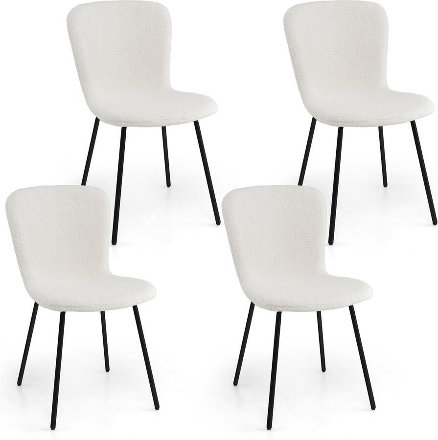 Costway Set van 4 eetkamerstoelen gestoffeerde keukenstoelen met rugleuning gestoffeerde stoelen zonder mouwen zithoogte 49 cm modern stoel voor keuken eetkamer restaurant metalen frame