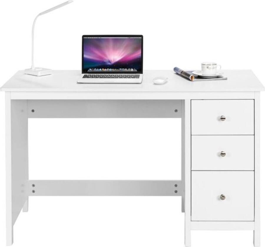 Costway SureDeal 120 cm Bureau met 3 Laden Industrieel Bureau Compact Computerbureau Kantelbeveiliging Multifunctionele Werktafel
