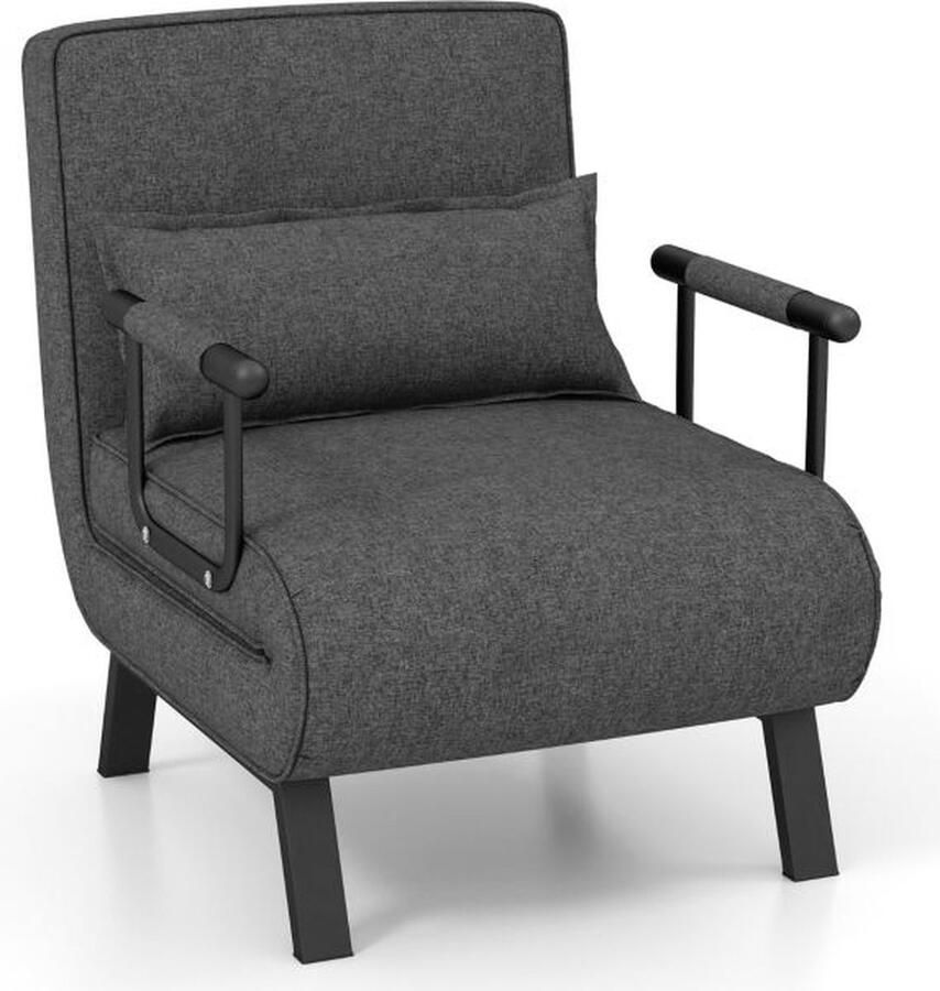 Costway SureDeal 4-in-1 Slaapstoel Inklapbare Slaapbank Met 5-standen Verstelbare Rugleuning Bankbed Donkergrijs