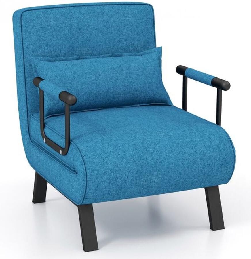 Costway SureDeal 4-in-1 Slaapstoel Inklapbare Slaapbank Met 5-standen Verstelbare Rugleuning Bankbed Blauw