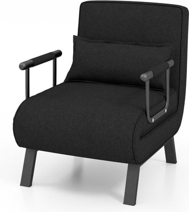 Costway SureDeal 4-in-1 Slaapstoel Inklapbare Slaapbank Met 5-standen Verstelbare Rugleuning Bankbed Zwart