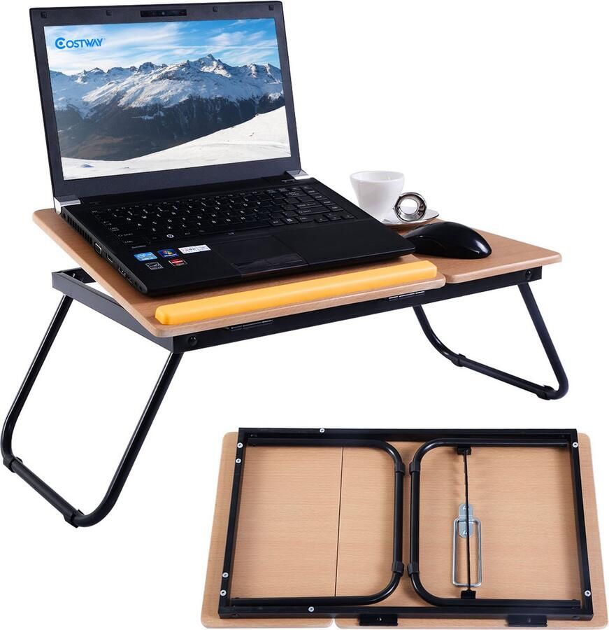 Costway SureDeal 55 x 32 x 23 cm Opvouwbaar Laptopbord Bedbord Notebookbord