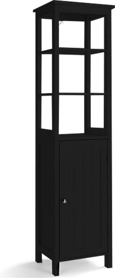 Costway SureDeal Badkamerkast Keukenkast Zwart 3 Lagen 40x32x161 5 cm Kledingrek Wandkast Boekenkast Vakkenkast Kast