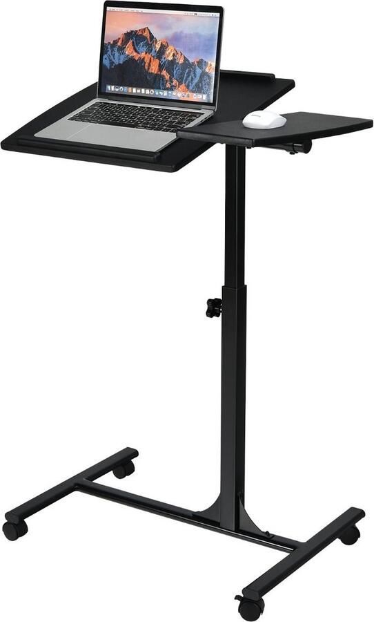 Costway SureDeal Bedtafel Verplaatsbaar Tafeltje Slaapkamer Tafel Laptop Bijzettafel 64x45x93 cm Bureau Wielen Slaapkamer Huiskamer Bank