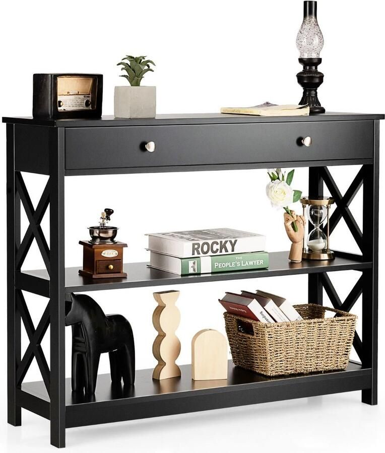 Costway SureDeal Consoletafel Huiskamer Luxe Hout 100x30x80 cm Bijzettafel Wandtafel Design Gangkast Kast