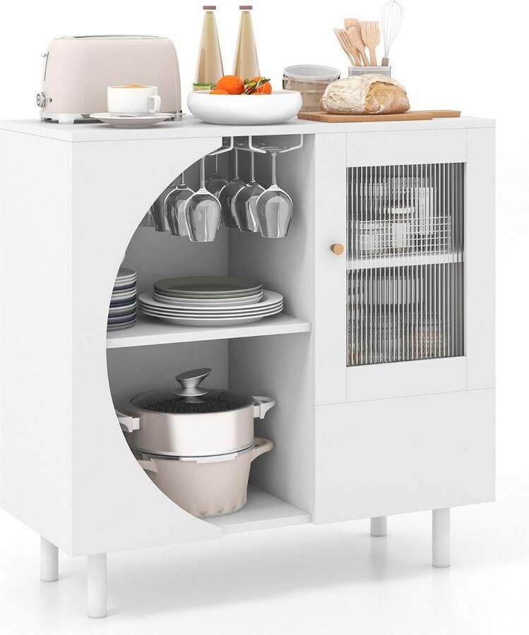 Costway SureDeal Dressoir Keukenkast Design 80x30x80 cm Kast Opbergkast Keuken Salontafel Woonkamer