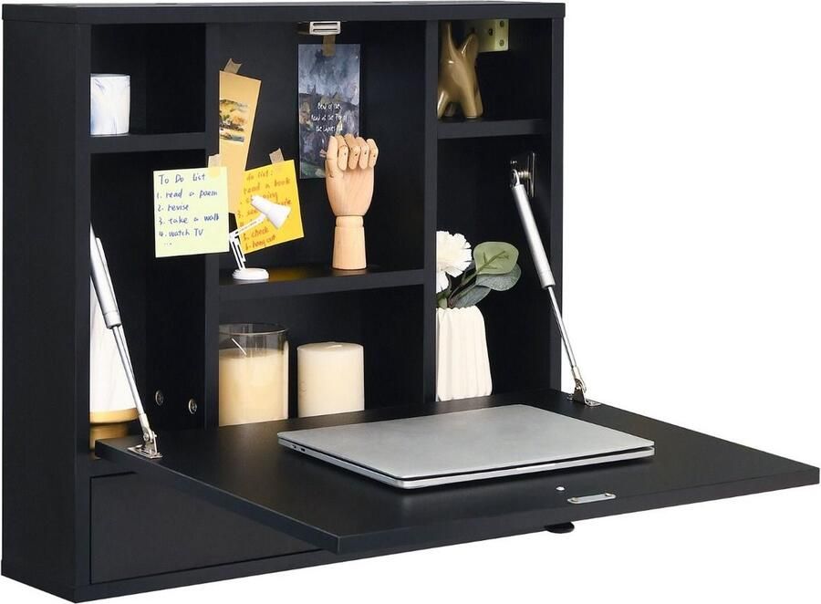 Costway SureDeal Klaptafel Inklapbaar Wandkast Wandmontage Bureau Ruimtebesparend Salontafel 60x15x57 cm Vouwtafel