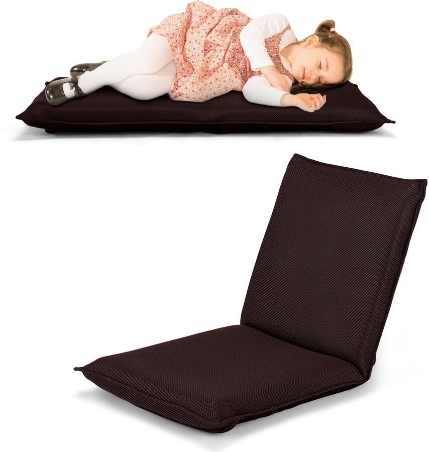 Costway vloerstoel verstelbare futon stoel met comfortabele rugleuning stevig metalen frame geschikt voor lezen spelen yoga meditatie in de woonkamer slaapkamer