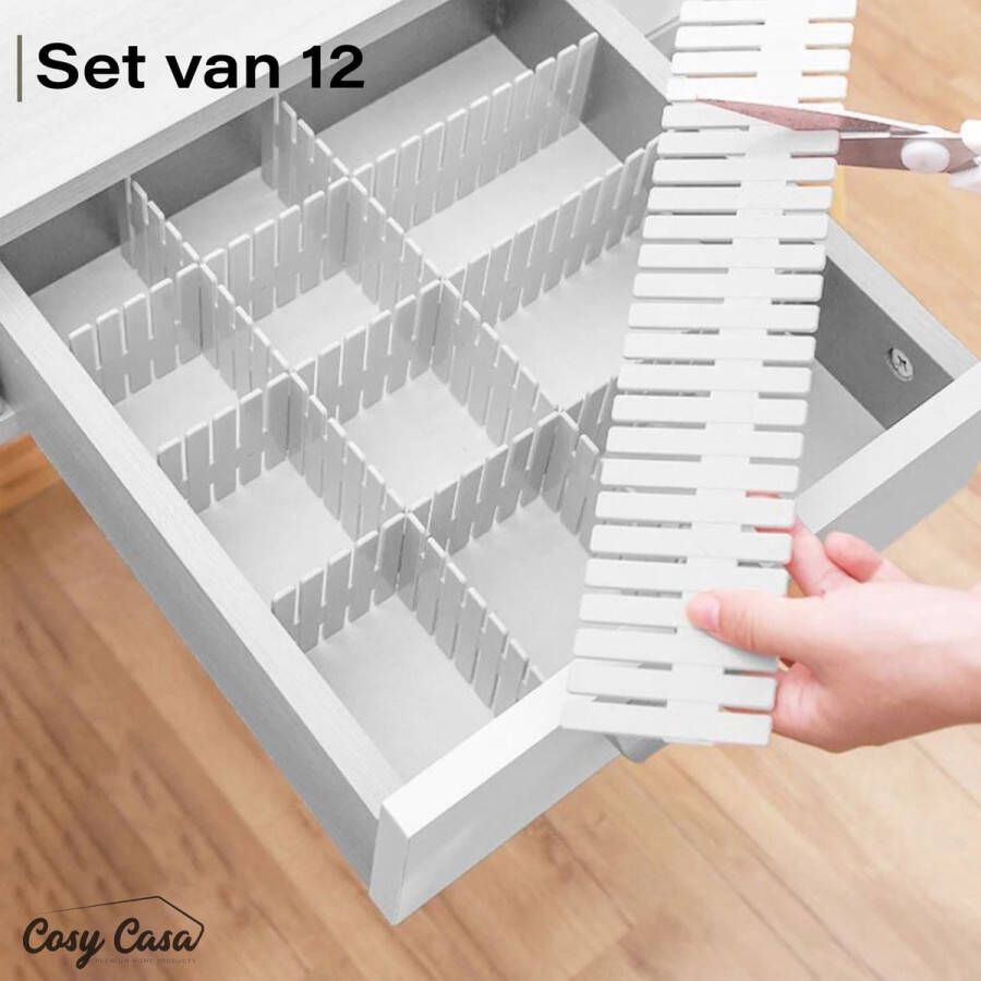 Cosy Casa Ladeverdelers Kast indeling Organizers Vakjes Set van 12 Modulaire vakverdelers Ruimtebesparend Op maat te knippen Ladeplaten Aanpasbaar