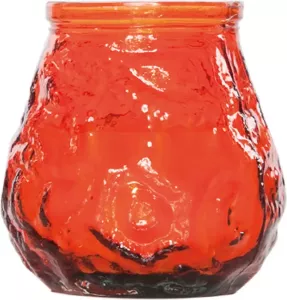 Cosy&Trendy 1x Oranje mini lowboy tafelkaarsen 7 cm 17 branduren Kaars in glazen houder Horeca tafel bistro kaarsen Tafeldecoratie Tuinkaarsen
