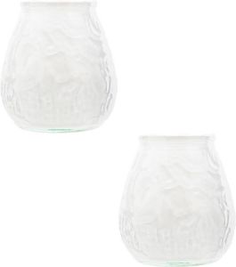 Cosy&Trendy 2x Witte mini lowboy tafelkaarsen 7 cm 17 branduren Kaars in glazen houder Horeca tafel bistro kaarsen Tafeldecoratie Tuinkaarsen