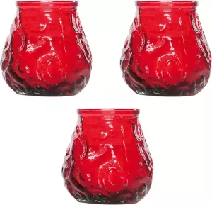 Cosy&Trendy 4x Rode mini lowboy tafelkaarsen 7 cm 17 branduren Kaars in glazen houder Horeca tafel bistro kaarsen Tafeldecoratie Tuinkaarsen