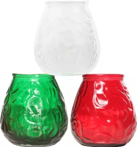 Cosy&Trendy Combie kleuren set van 3x stuks Lowboy buiten tafel sfeer kaarsen 10 cm in Italiaanse vlag thema kleuren