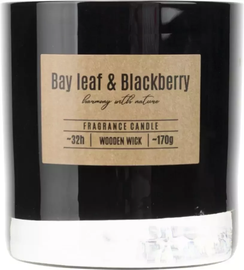 Cosy&Trendy Geurkaars in Glas Bay leaf & Blackberry Houten Lont Brandtijd: 32-uur Ø8 1x(H)8 5cm