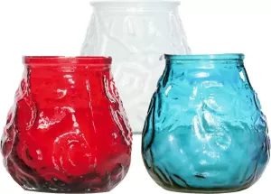Cosy&Trendy Lowboy tafel kaarsen 6x stuks van 7 cm in rood wit blauw Buiten binnen Vlag Nederland kleuren