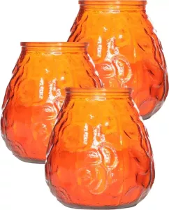 Cosy&Trendy Set van 3x stuks oranje Lowboy buiten tafel sfeer kaarsen 10 cm 40 branduren in glas Tuinkaarsen