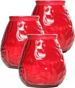 Cosy&Trendy Set van 3x stuks rode Lowboy buiten tafel sfeer kaarsen 10 cm 40 branduren in glas Tuinkaarsen