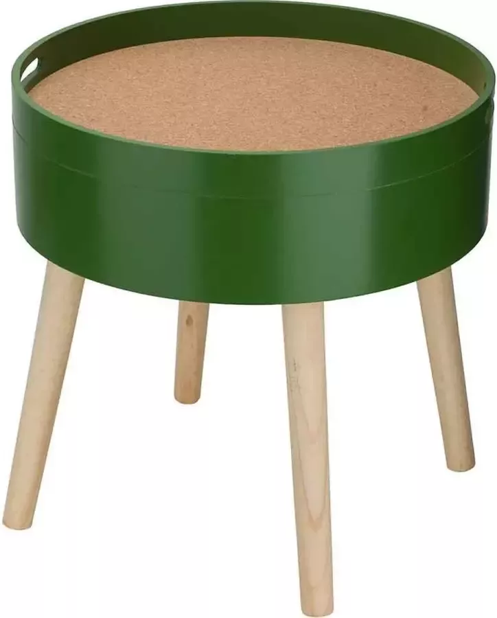 Cosy @ Home Bijzettafel Cork Groen 45x45xh45cm Rondhout