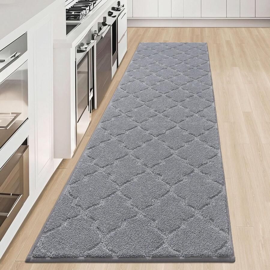 COSY HOMEER keukenmat 50 x 200 cm antislip keukenloper wasbaar keukenmat halmat loper voor keuken hal woonkamer grijs