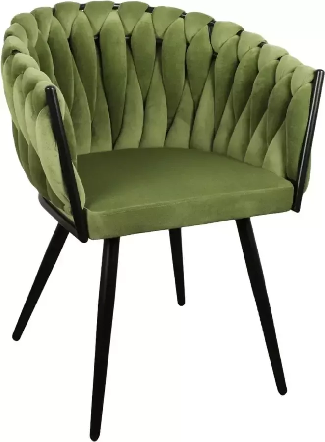 Cosy House Eetkamerstoel stoel fauteuil fluwelen bekleding omringende rugleuning groen