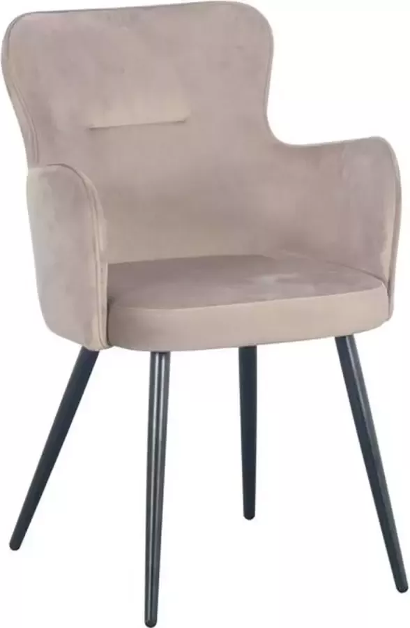 Cosy House Eettafelstoel Fauteuil fluwelen bekleding metalen poten met armleuningen Beige