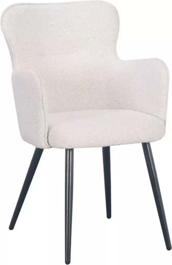 Cosy House Eettafelstoel Fauteuil fluwelen bekleding metalen poten met armleuningen wit