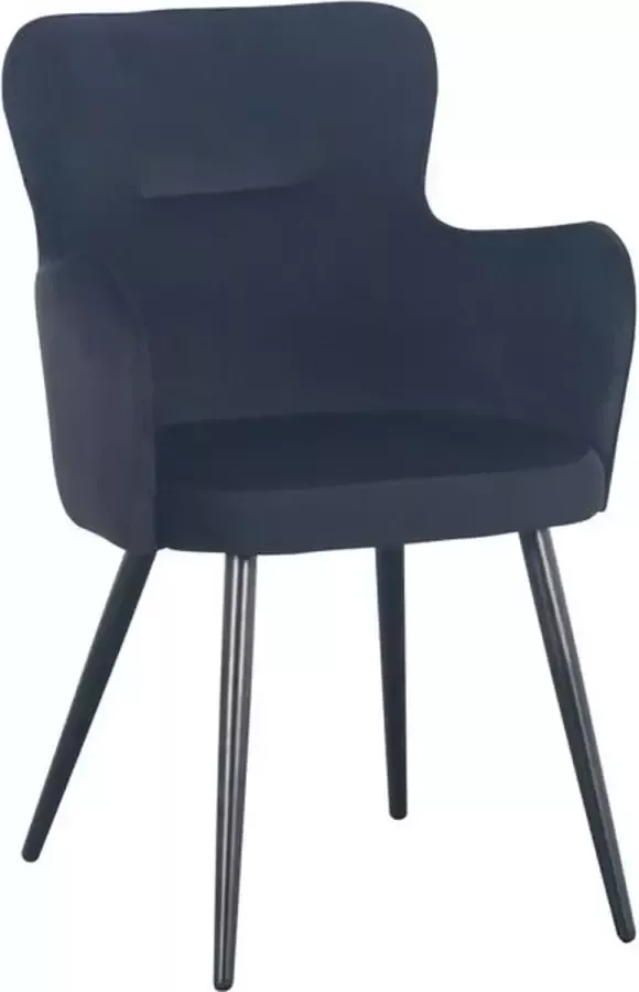 Cosy House Eettafelstoel Fauteuil fluwelen bekleding metalen poten met armleuningen zwart