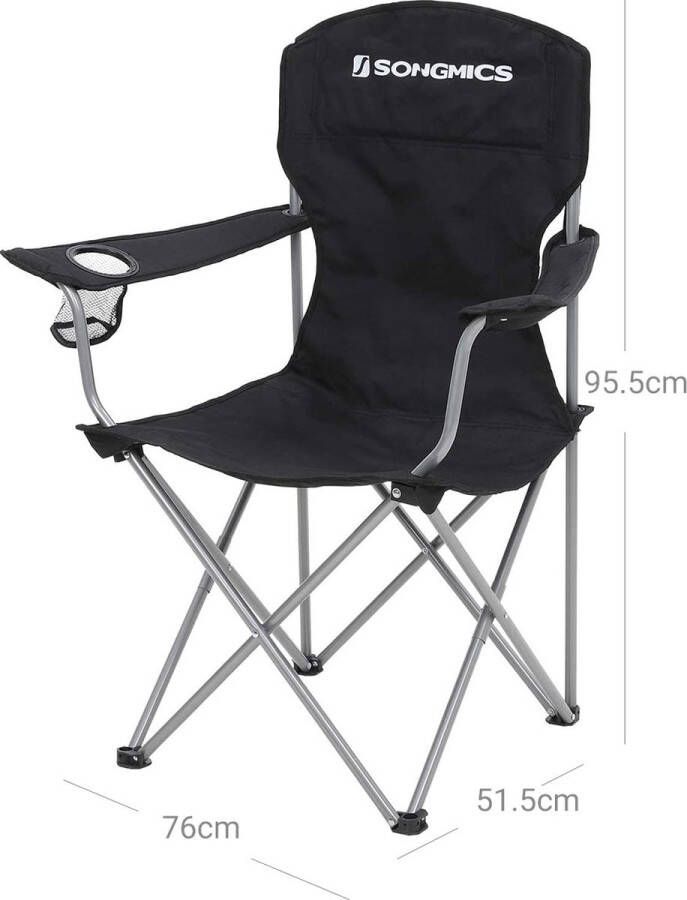 Cosy Living Campingstoelen Strandstoelen Set van 2 Opvouwbare klapstoelen Belastbaar tot 150 kg Zwart