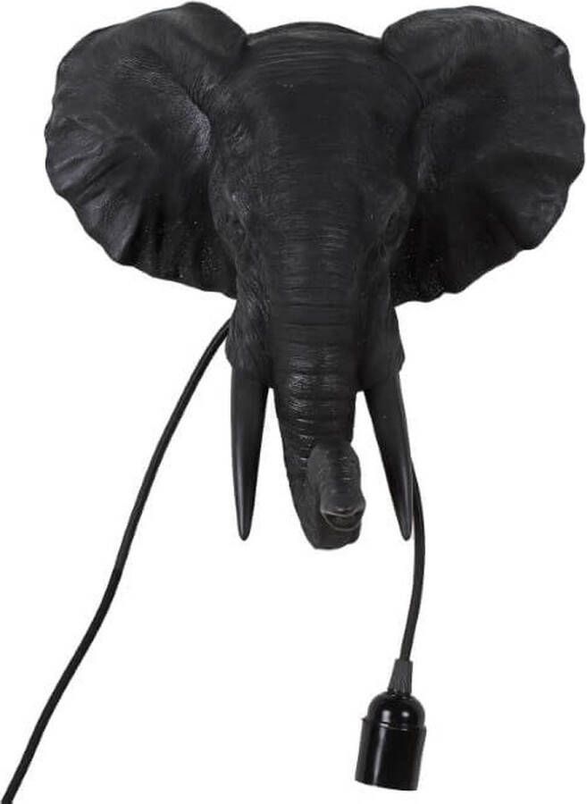 Homestylingshop Wandlamp olifant zwart polystone 33 cm