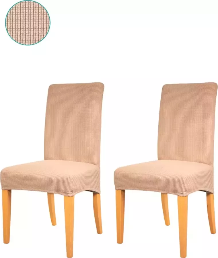 CoverLovers Stoelhoezen Eetkamerstoelen Stretch Stoel Bekleding 2 Stuks Stoelhoes Effen Zand