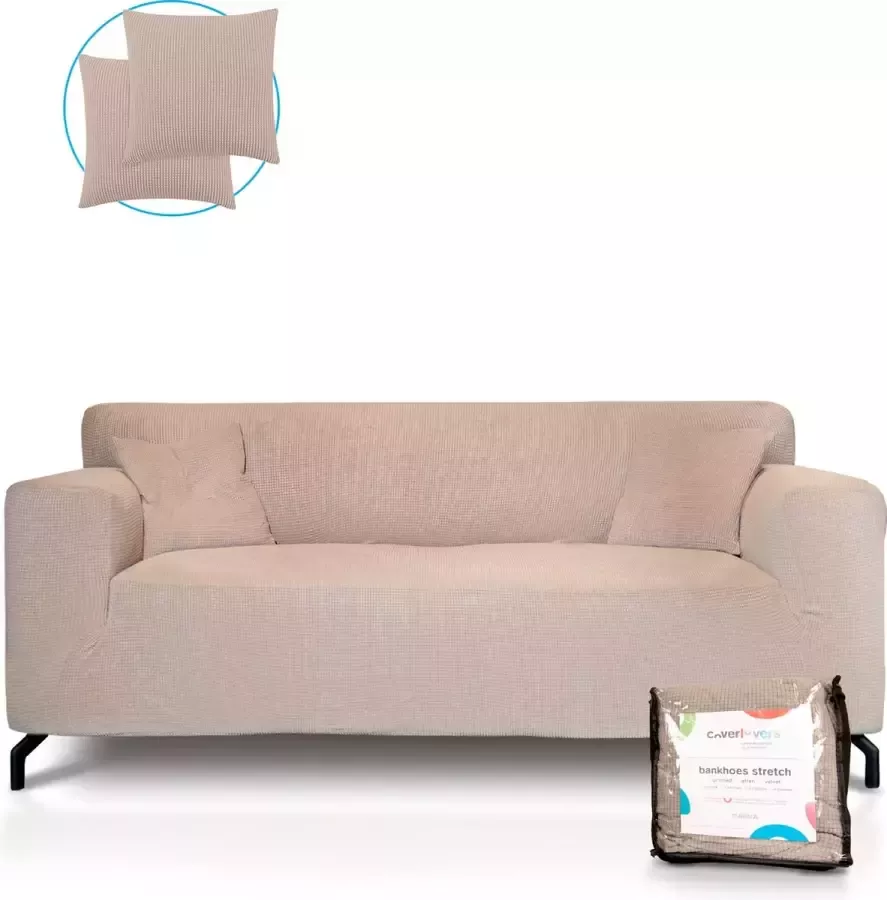 CoverLovers Bankhoes 3 Zitsbanken 201-240 cm Stretch Zetelhoes Ideaal als Zetelovertrek en Zetelbeschermer Bankbeschermer voor Honden en Katten Zand