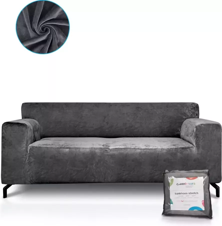 CoverLovers Zetelhoes 4 Zits Zetelhoes Zetelovertrek Sofa Cover Bankhoes 242-280 cm Fluweel Grijs