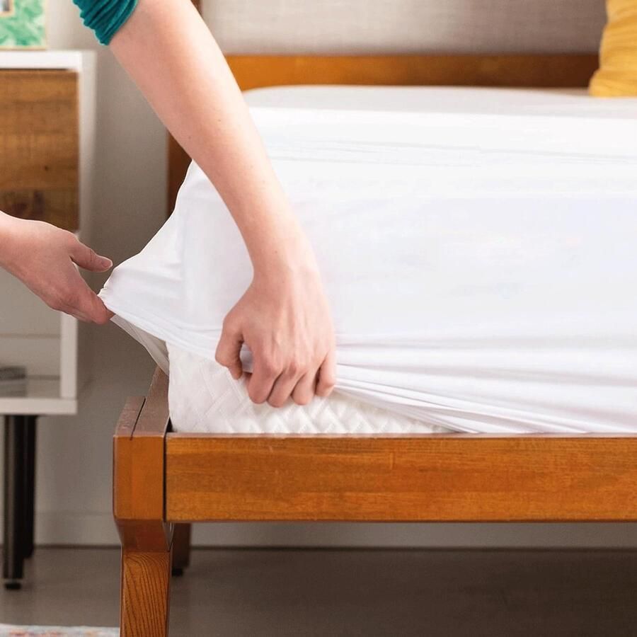 CoverMore Katoenen Matrasbeschermer 140x200 Waterdicht Katoen Hypoallergeen Antibacterieel Rondom Elastiek Waterdichte Matras Beschermer Incontinentie Matrashoes Matrasbeschermers Hoeslaken Molton 140 x 200 CM Wit