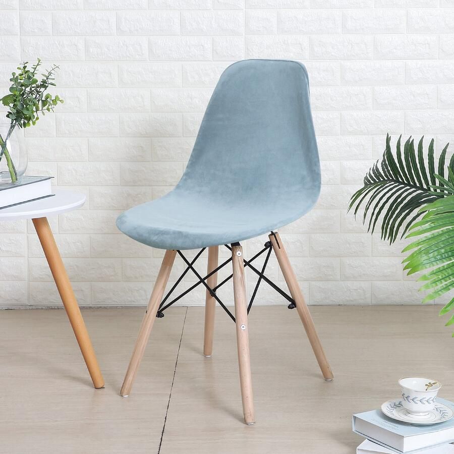Covers by Ralfos * Stoelhoes Velvet Baby Blauw Scandinavische Kuipstoel Verkrijgbaar per stuk Set van 4 6 en 8 Volumekorting Hoes Scandinavisch Beschermend Luxe en Chic Zacht Duurzame oplossing Woonkamer upgrade Stijlvol Wonen