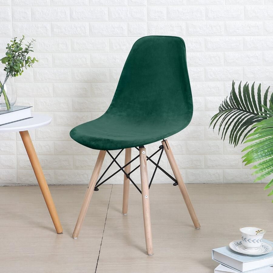 Covers by Ralfos * Stoelhoes Velvet Donkergroen Scandinavische Kuipstoel Verkrijgbaar per stuk Set van 4 6 en 8 Volumekorting Hoes Scandinavisch Beschermend Luxe en Chic Zacht Duurzame oplossing Woonkamer upgrade Stijlvol Wonen