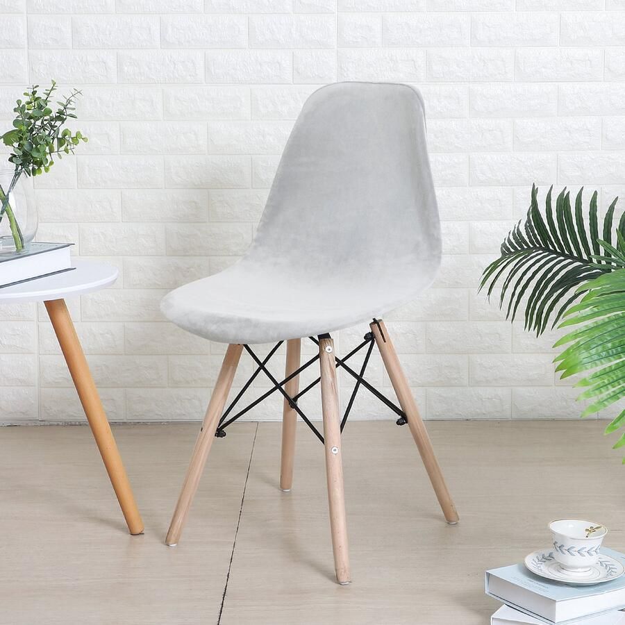 Covers by Ralfos * Stoelhoes Velvet Lichtgrijs Scandinavische Kuipstoel Verkrijgbaar per stuk Set van 4 6 en 8 Volumekorting Hoes Scandinavisch Beschermend Luxe en Chic Zacht Duurzame oplossing Woonkamer upgrade Stijlvol Wonen