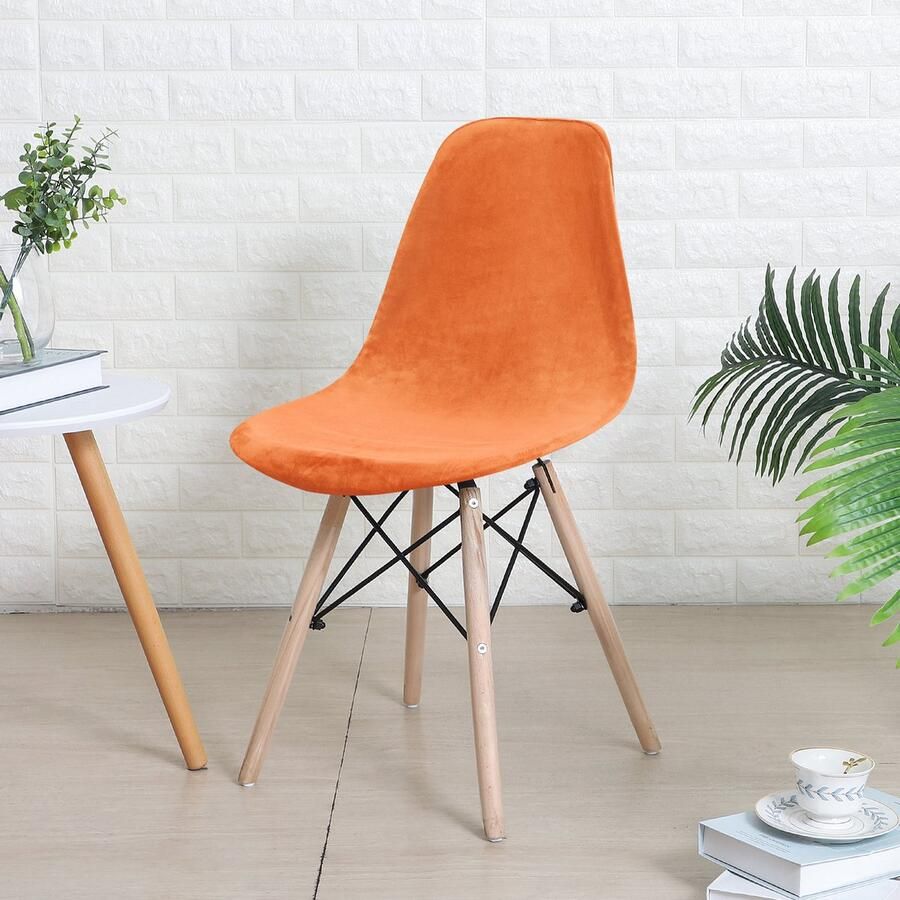 Ralfos Stoelhoes Velvet Oranje Scandinavische Kuipstoel Verkrijgbaar per stuk Set van 4 6 en 8 Volumekorting EK 2024 Nederlands voetbal elftal Retro Hoes Scandinavisch Beschermend Luxe en Chic Zacht Duurzame oplossing