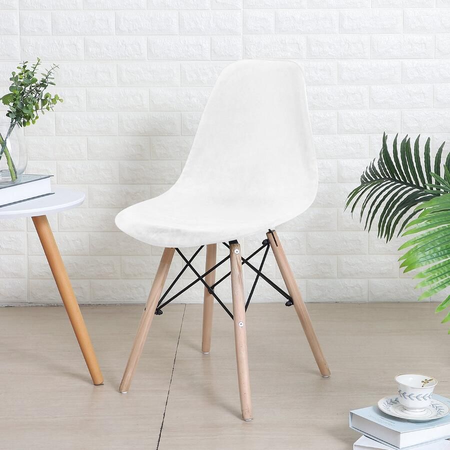 Covers by Ralfos * Stoelhoes Velvet Wit Scandinavische Kuipstoel Verkrijgbaar per stuk Set van 4 6 en 8 Volumekorting Hoes Scandinavisch Beschermend Luxe en Chic Zacht Duurzame oplossing Woonkamer upgrade Stijlvol Wonen