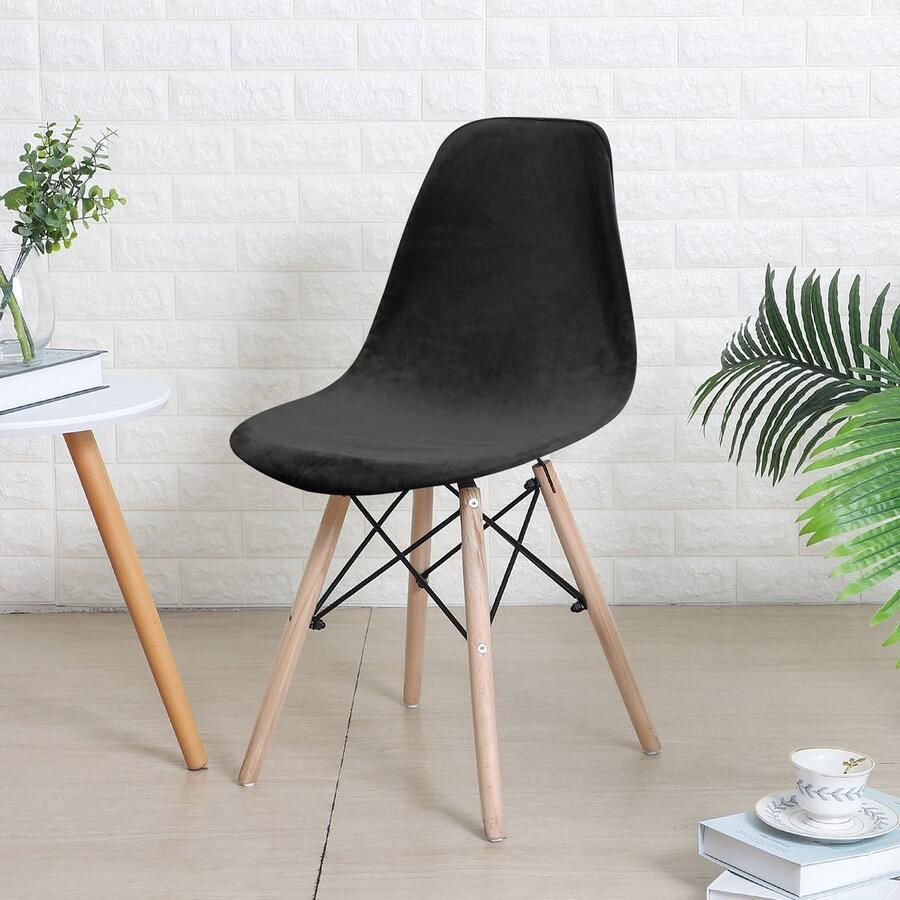 Covers by Ralfos * Stoelhoes Velvet Zwart Scandinavische Kuipstoel Verkrijgbaar per stuk Set van 4 6 en 8 Volumekorting Hoes Scandinavisch Beschermend Luxe en Chic Zacht Duurzame oplossing Woonkamer upgrade Stijlvol Wonen