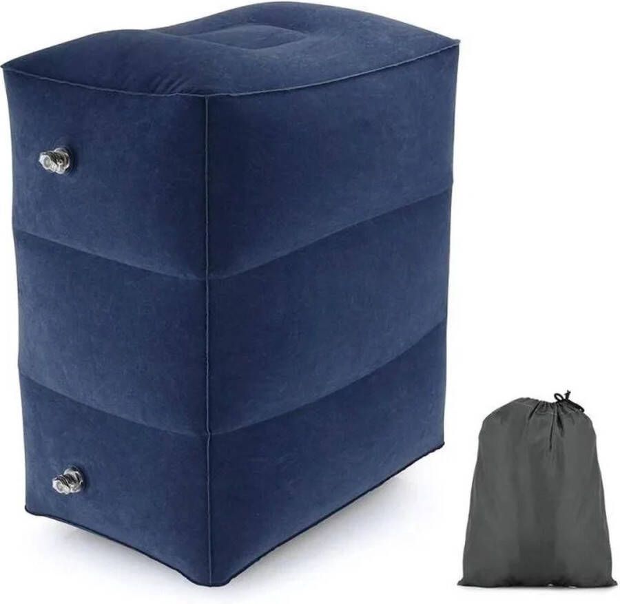 Covie Voetensteun Voeten Kussen Donker Blauw 3 Standen Opblaasbaar Vliegtuig Auto Kantoor Relax Mode