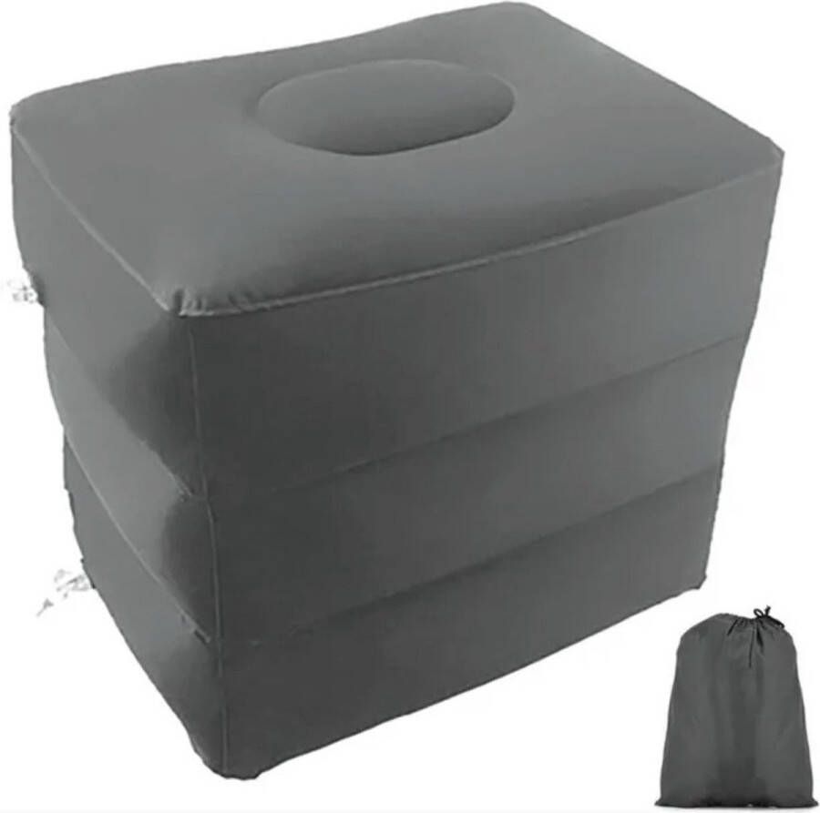 Covie Voetensteun Voeten Kussen Donker Grijs 3 Standen Opblaasbaar Vliegtuig Auto Kantoor Relax Mode