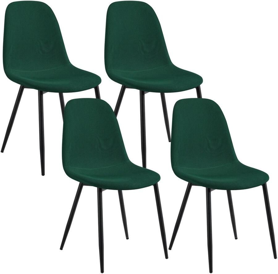 Cozy Cottage 4-delige Set Eetkamerstoelen – Ergonomische Scandinavische Stoelen – Keukenstoelen met Rugleuning – Comfortabele Gestoffeerde Zitting – Voor Keuken Woonkamer & Restaurant 4 stuks Smaragd Groen