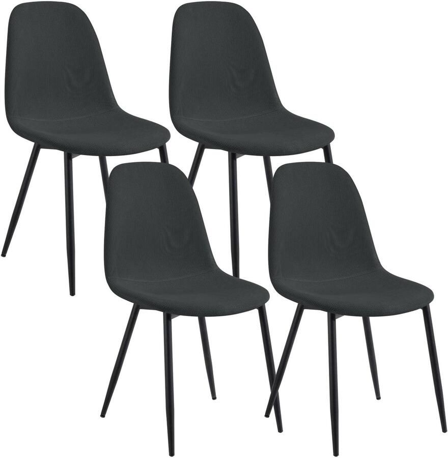 Cozy Cottage 4-delige Set Eetkamerstoelen – Ergonomische Scandinavische Stoelen – Keukenstoelen met Rugleuning – Comfortabele Gestoffeerde Zitting – Voor Keuken Woonkamer & Restaurant 4 stuks Antraciet