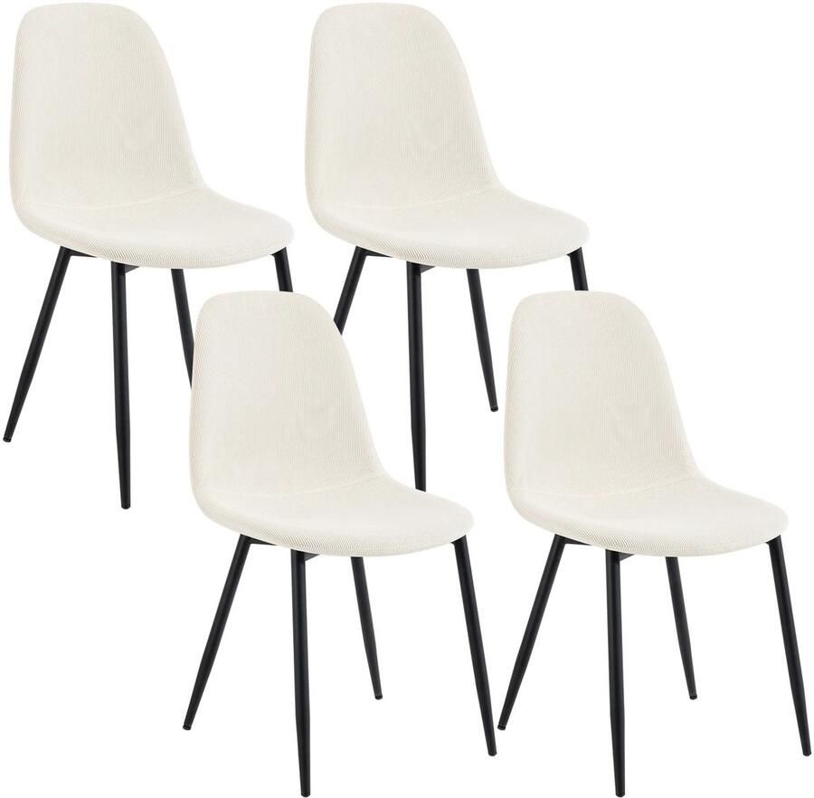 Cozy Cottage 4-delige Set Eetkamerstoelen – Ergonomische Scandinavische Stoelen – Keukenstoelen met Rugleuning – Comfortabele Gestoffeerde Zitting – Voor Keuken Woonkamer & Restaurant 4 stuks Beige